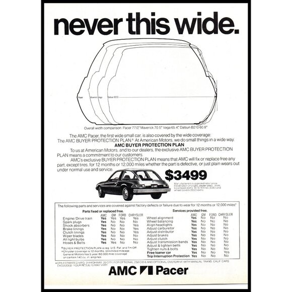 1976 American Motors AMC Pacer X Hatchback 2 Page Vintage Print Ad 70s Wall Art - Picture 3 of 3
